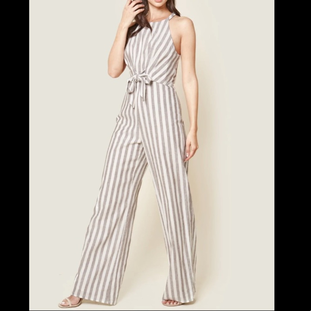 Livie tie front halter romper jumpsuit